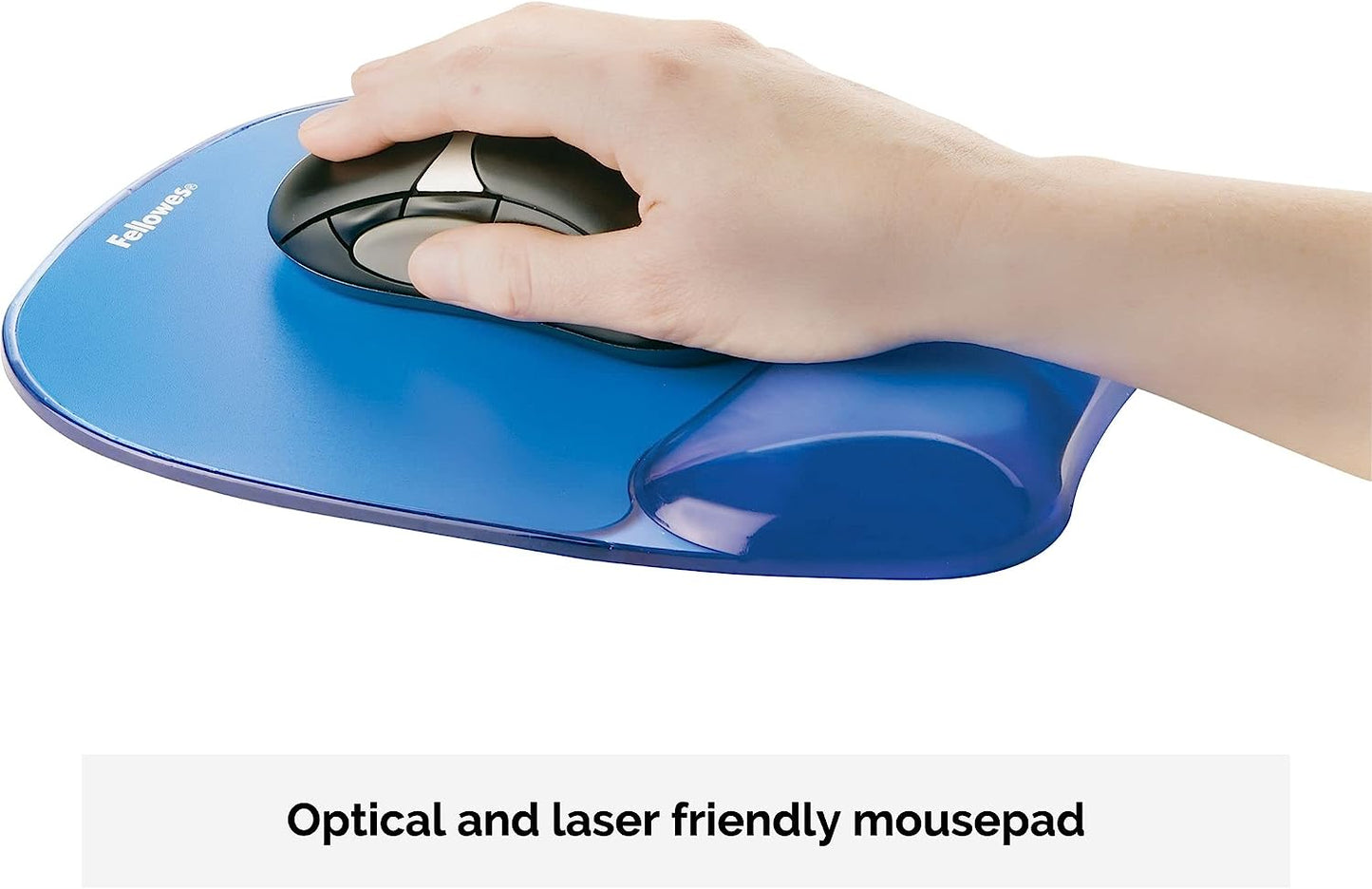 Fellowes Mouse Mat Wrist Support - Crystals Gel Mouse Pad with Non Slip Rubber Base - Ergonomic Mouse Mat for Computer, Laptop, Home Office Use - Compatible with Laser and Optical Mice