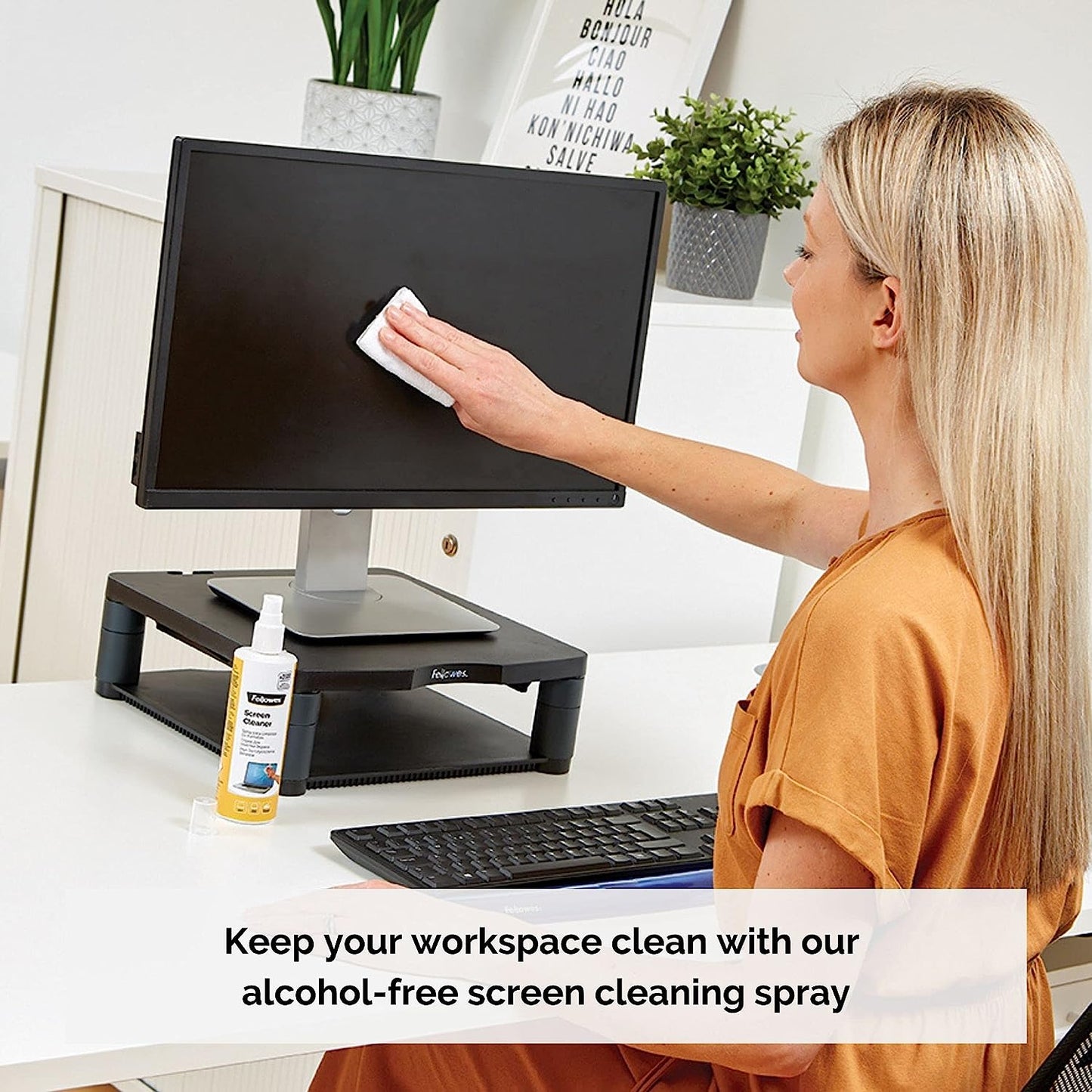Fellowes 250ml Screen Cleaning Spray - Alcohol Free Screen Cleaning Fluid for Monitor//iPad/Mobile Phone/Tablet/Laptop
